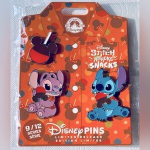 NWT Disney Pin Set Stitch Attacks Snacks (Series 9/12)